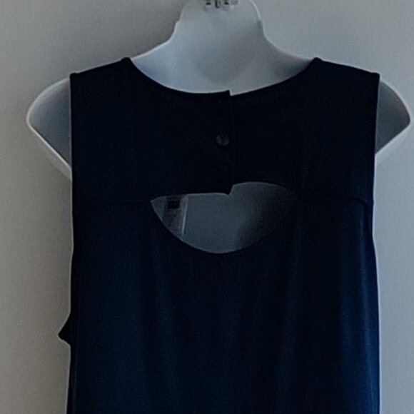 J.Jill LP Large Petite Midi Dress Blue Cut Out Back Buttons - Picture 3 of 5
